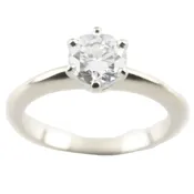 0.71 Round Diamond Solitaire 14k White Gold Engagement Ring GIA Cert Size 3.75