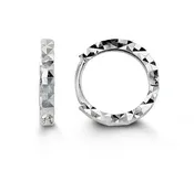 10K White Gold Diamond Cut Hoop Earrings
