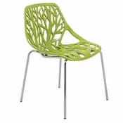 Asbury Polypropylene Dining Side Chair with Forest Cut-Out Design in Chrome