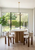 Balmain 42"w Round Small Dining Table Set with 4 White Chairs-Game Room Set
