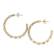 Gold-Filled 3/4 Open Hoop Earrings Open Rope Design 34mm H x 35mm W
