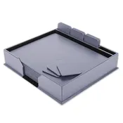 10 Seat Gray Leatherette Conference Room Set w/ Square Coasters, 17 x 14 Size Pads