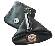 Argentine Cowhide Leather - Vintage Styled Coin Holder with Key Ring and Tudor Rose Flower Motif - Pieces of Argentina