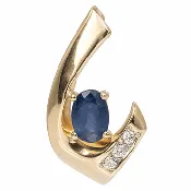 10K Yellow Gold Blue Gemstone & Diamond Pendant – 2.8g