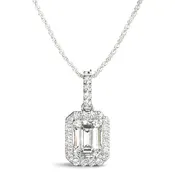 1.2CT Emerald-Cut Lab Diamond Halo Pendant in 14K White Gold