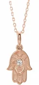 14K Rose .03 CTW Diamond Hamsa 16-18 Necklace