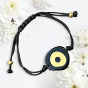 Adjustable Evil Eye Bracelet (Black and Gold)