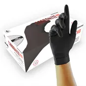Carbonite HD Black Nitrile Gloves by Unigloves, PF 6 mil