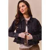 Ainsley Black Ruffled Denim Jacket