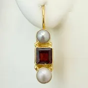 14k Banbury Garnet and Pearl Earrings