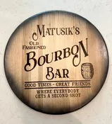 Custom Bourbon Barrel Head Bar Sign