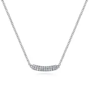 14K W Gold 0.11ctw G/SI2 Small Diamond Bar Necklace