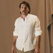 Long Sleeve Linen Shirt - White