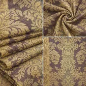 Ashoo Royal Damask Antique Gold Brown Polyester Fabric