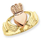 14KT Rose/Yellow Two-tone Gold Claddagh Men’s Ring D96