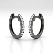 14K Black Rhodium Diamond Huggie Earrings - 0.08ctw