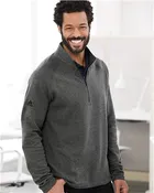 Adidas A463 Heathered Quarter Zip Pullover with Colorblocked Shoulders