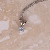 0.12 CT Diamond Solitaire Pendant in 14K White Gold, 18 Inch
