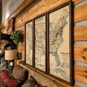 1923 USA Map Triptych — Framed in Reclaimed Wood