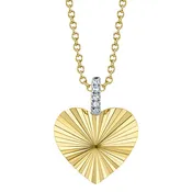 0.01CT DIAMOND RIBBED HEART NECKLACE