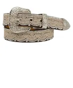 Angel Ranch  Women's Tan Lace Overlay Belt with Clear Crystals