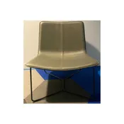 Used West Elm Slope Lounge Chair | Fog Sierra Leather | Dynamic Office Services | Raleigh, NC — Dynamic Office Services