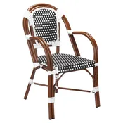 Aluminum Bamboo Patio Armchair with Black & White Rattan