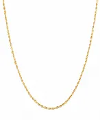 14k Gold Classic Rope Chain Necklace, 16"