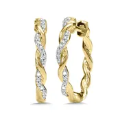 10K Yellow Gold Diamond Twist Hoop Earrings – 0.10 CTW | Beeghly & Co. Jewelers