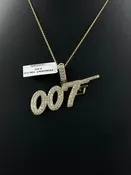 10K Gold 007 James Bond Pendant Necklace