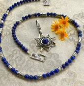 Claireworks / ART STUDIO — Winsome Combination: Sudden Rain Necklace in Lapis with Optimist Pendant