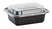 12 oz. Rectangle Container, Black Bottom and Clear Lid [150 pcs]