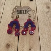 14k Gold Plated Shell & Pink Purple Resin Earrings