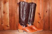 Caiman Crocodile Tall Shaft Cognac