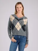 ARGYLE CASHMERE V-NECK SWEATER