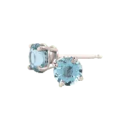 14K White Gold Aquamarine Solitaire Stud Earrings