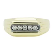 0.20ctw Diamond Accented Men's Wedding Band Ring in 14K Yellow Gold - Size 10.25