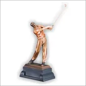10" Bronzed Male Golfer Resin