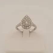 14 Karat Halo Engagement Ring Size 7 With 0.82Tw Round Diamonds