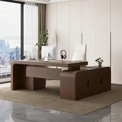 Chicent 71" L-Shaped Walnut Executive Desk Left Hand Return