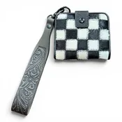 Dani Morgans Checkered Cowhide Mini Wristlet Wallet