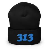 313 Embroidered Cuffed Beanie - Black / Blue