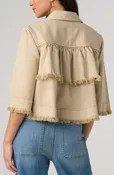 3/4 SLEEVE FRAYED FLOUNCE JACKET