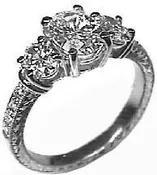 1 1/2ct Oval Cut Diamond with two accent diamonds