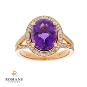 Amethyst Diamond Halo 14K Rose Gold 3.52CT