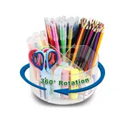 360° Rotating Clear Acrylic Pen Holder – Multi-Use 6-Compartment Desk Organizer & Makeup Brush Caddy, 7.87 inches