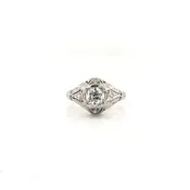 ANTIQUE ART DECO 0.65 CARAT DIAMOND SOLITAIRE STYLE FILIGREE RING