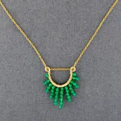 14K Gold Filled Horseshoe Green Onyx Necklace