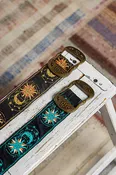 Celestial Embroidered Boho Belt Metal Buckle