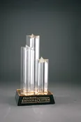 11 3/4" Clear Triple Star Column Acrylic with Gold/Black Base